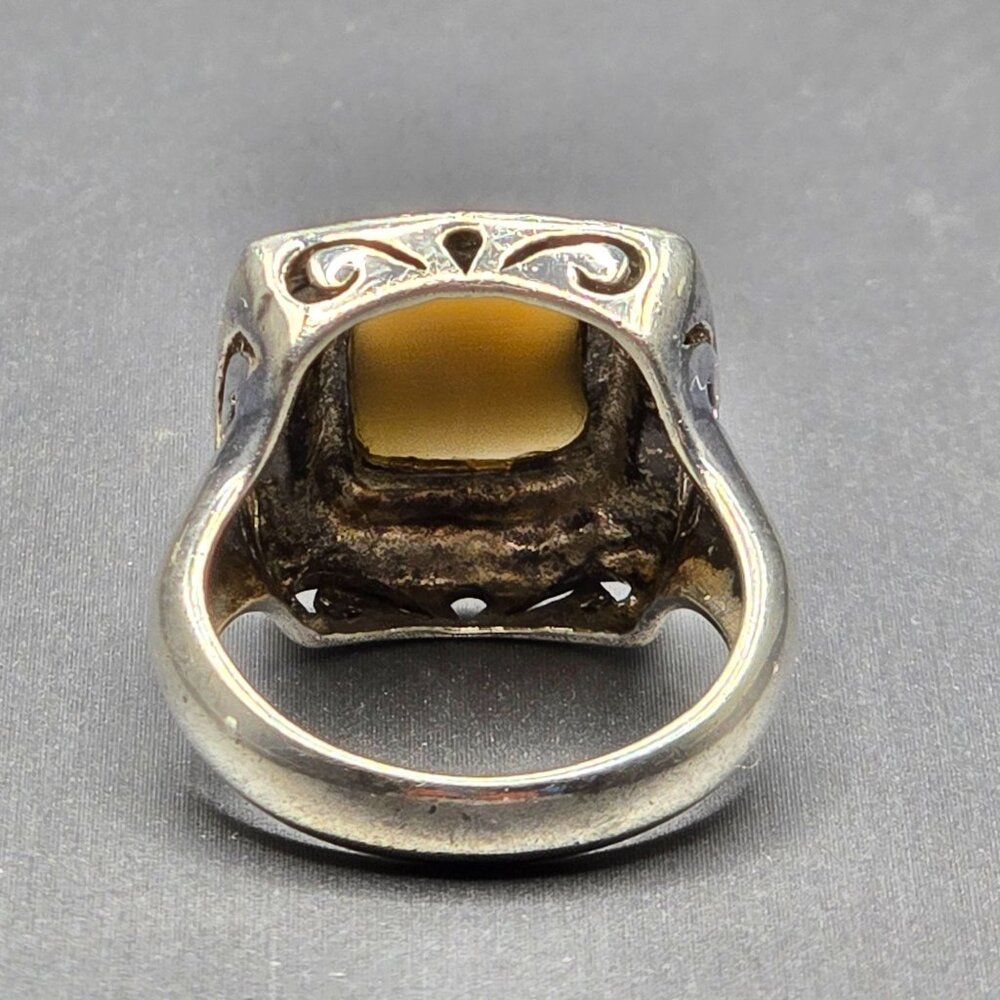 Sterling Silver 925 Smokey Quartz Marcasite Ring Size 8 Checkerboard Dome 7.02g - Picture 15 of 15